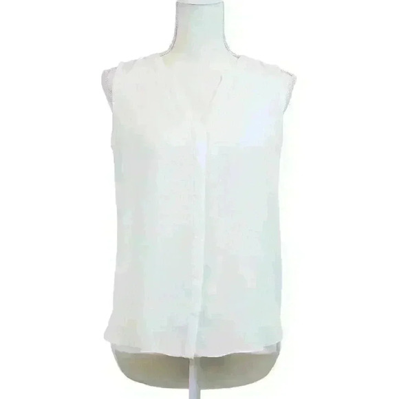 Not Your Daughters Jeans, NYDJ Tops - NYDJ White Sleeveless V-Neck Button-Up Blouse – Petite XS